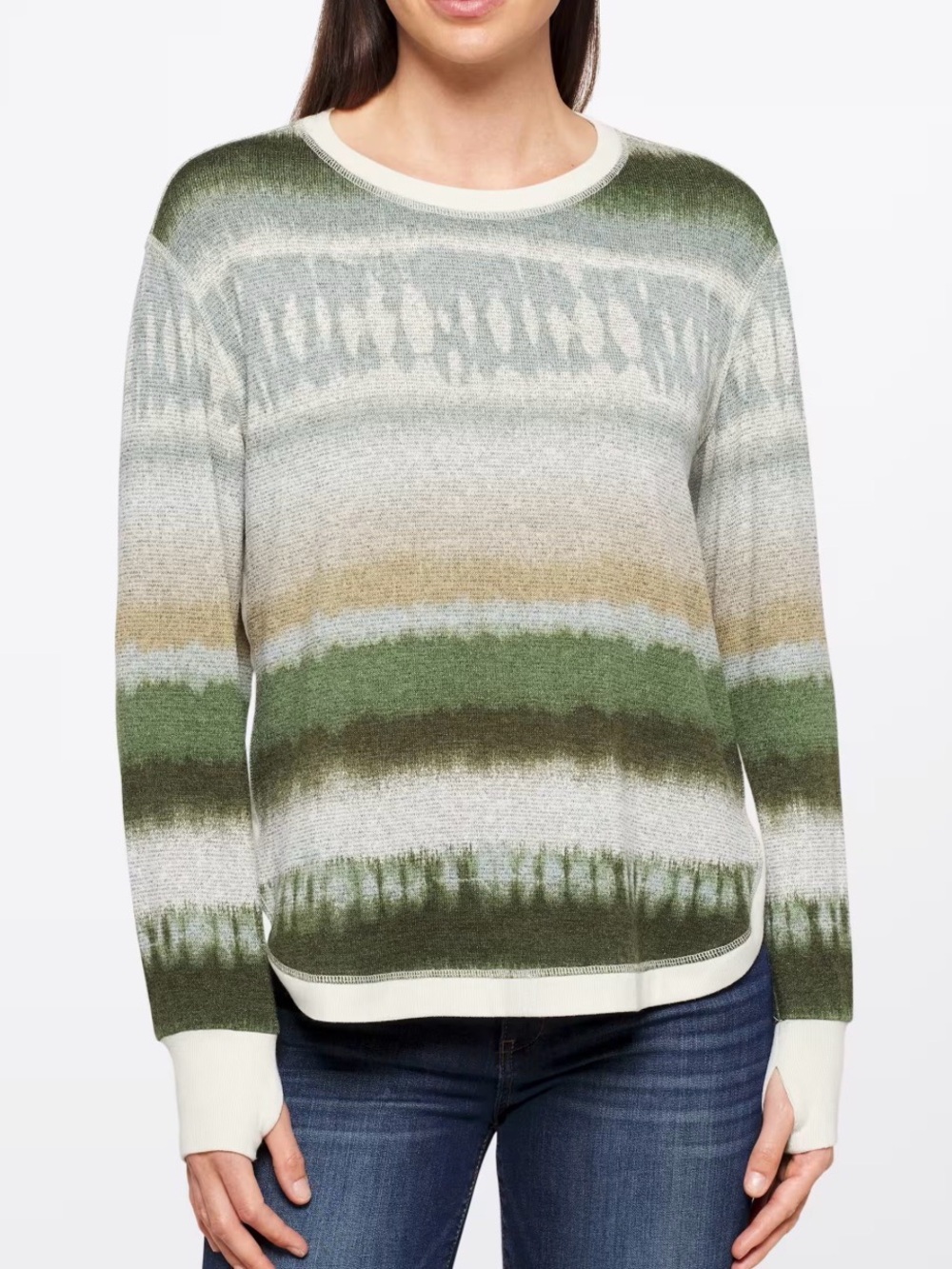 Les Serein brand Rosie Striped Crewneck Sweater - Green Multi